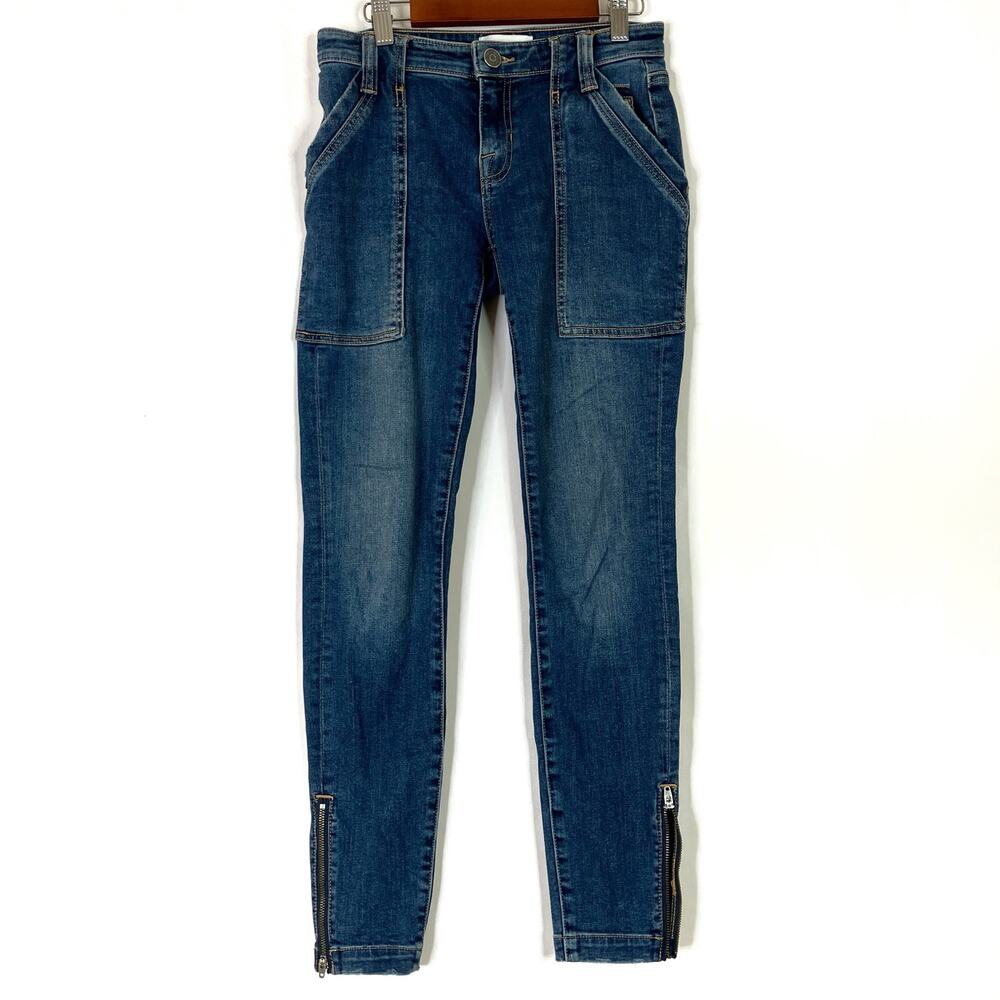 Joie Skinny Jeans Large Pockets Zip Ankle Dark Wash Cotton Blend Womens 24